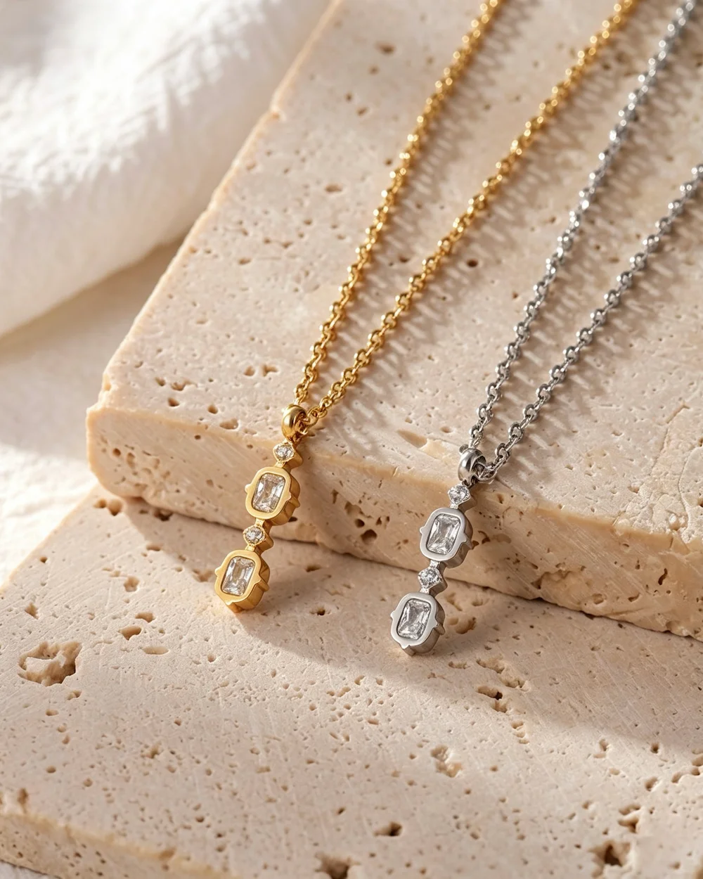 Linear Deco Drop Titanium Steel Geometric Necklace
